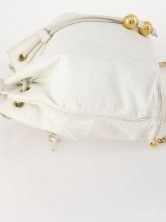 CHANEL Backpack Leather White Gold CC Auth gh1739 main image 10